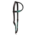 One Ear Turquoise Rawhide Dark Leather Headstall