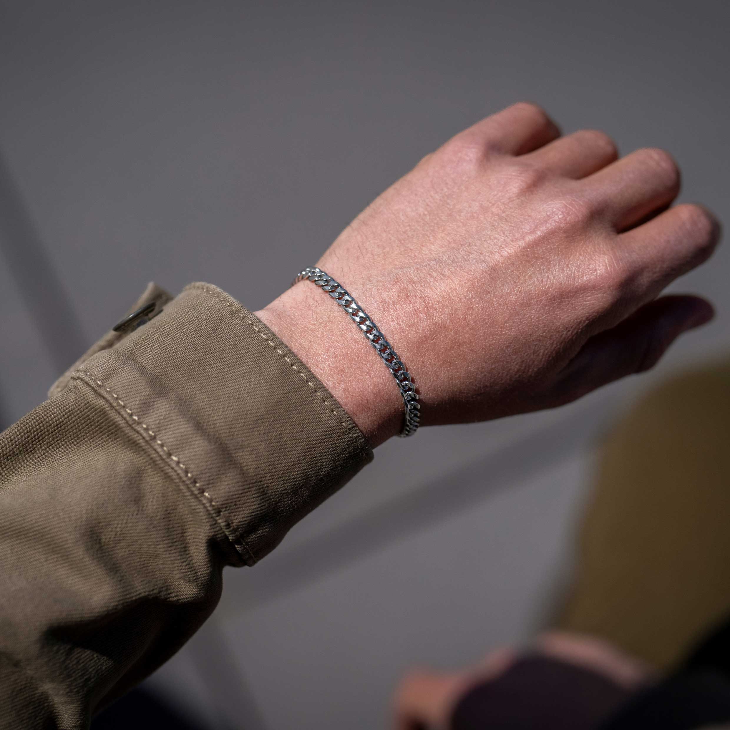 Cuban Chain Bracelet, 5MM - Silver