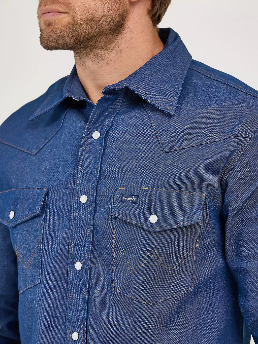 Rigid Denim Long Sleeve Western Work Shirt