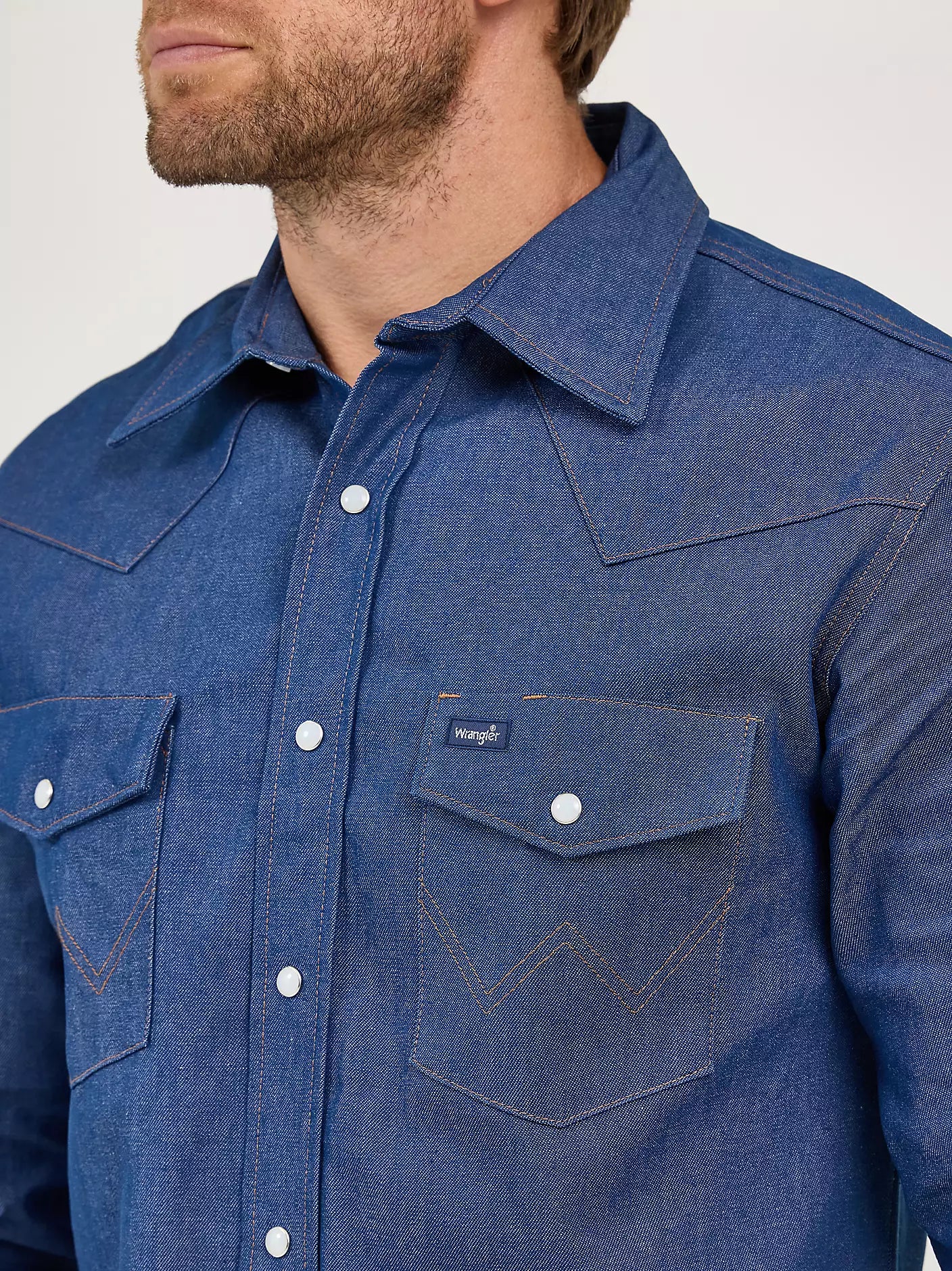 Rigid Denim Long Sleeve Western Work Shirt