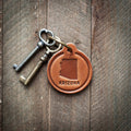 Arizona State Silhouette Leather Keychain Circle