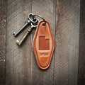 Utah State Silhouette Leather Keychain Motel Style