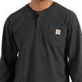 K128 Loose Fit Henley Black LS