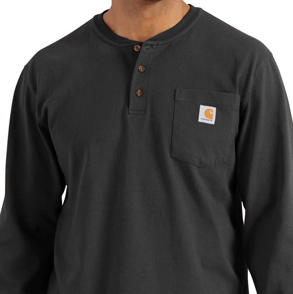 K128 Loose Fit Henley Black LS