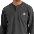 K128 Loose Fit Henley Carbon Heather LS