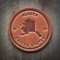 Alaska State Silhouette Leather Coaster