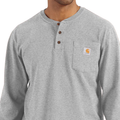 K128 Loose Fit Henley Grey LS
