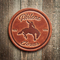 Abilene Texas Bronco Leather Coaster