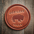 Abilene Texas Bison Leather Coaster