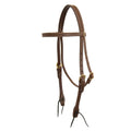 AJ Tack Oiled Harness Leather Double-N-Stitched Browband Headstall