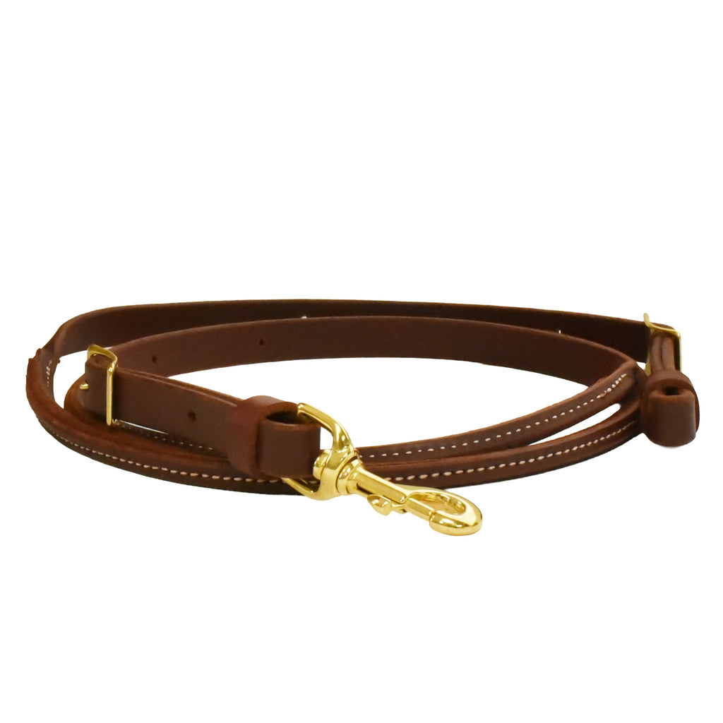 AJ Tack Latigo Leather Rolled Center Roper Reins - 3/4in x 7ft