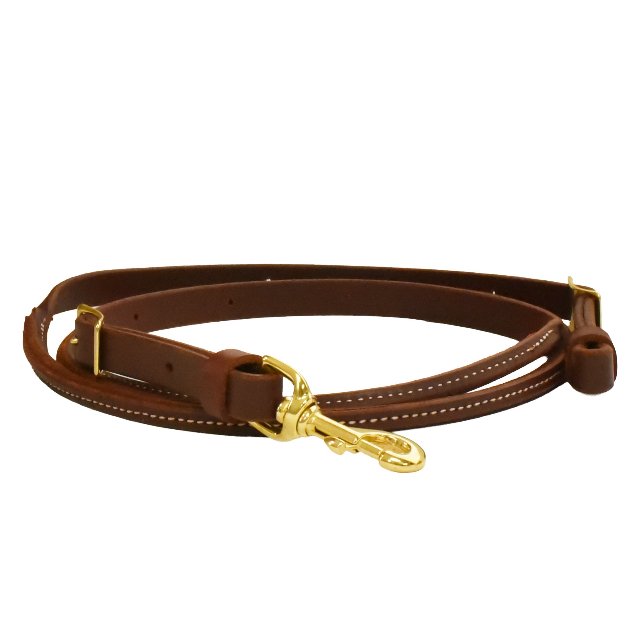 AJ Tack Latigo Leather Rolled Center Roper Reins - 3/4in x 7ft