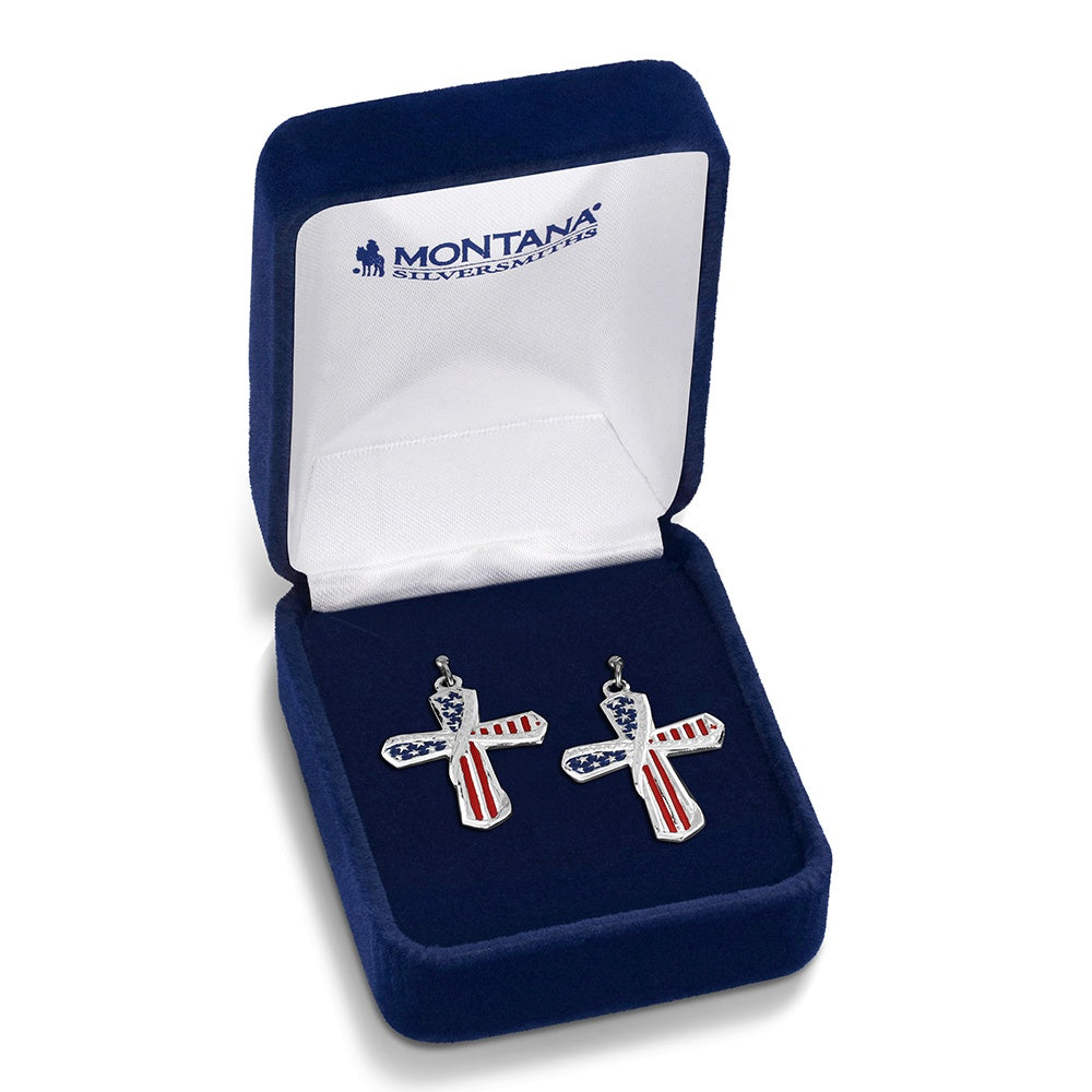 One Nation American Made Cross Earrings