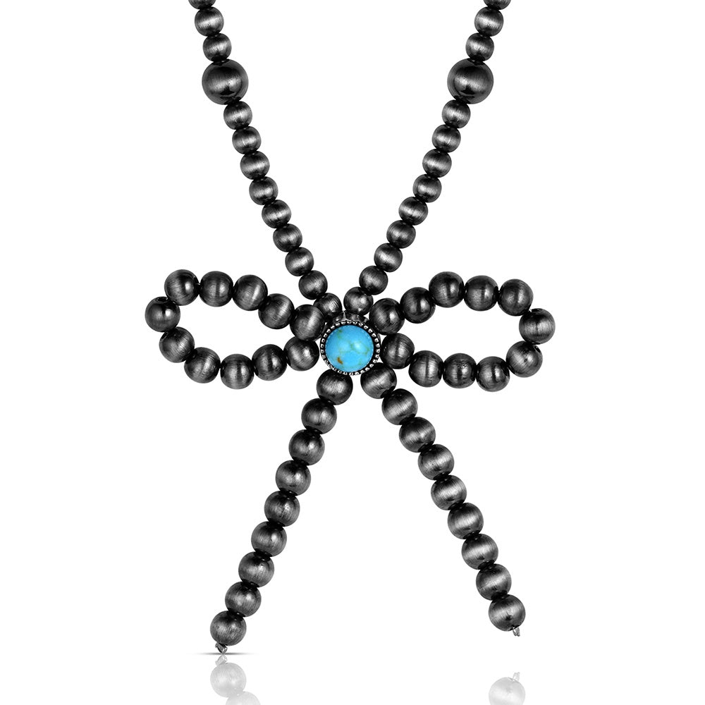 Forever Tied Beaded Bow Necklace