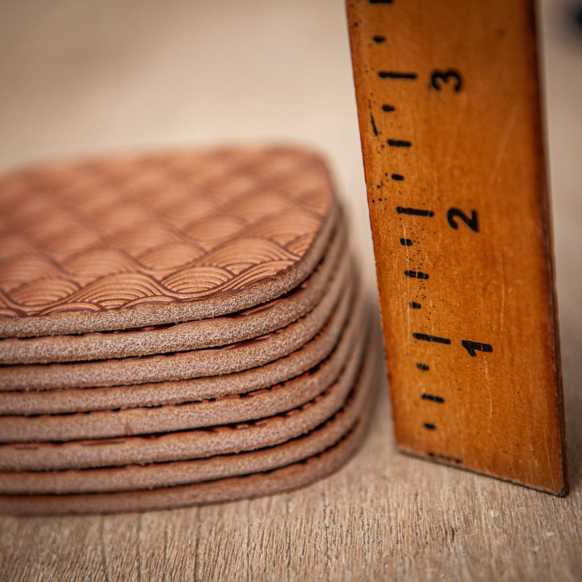 Artisan Leather Coaster Design 03
