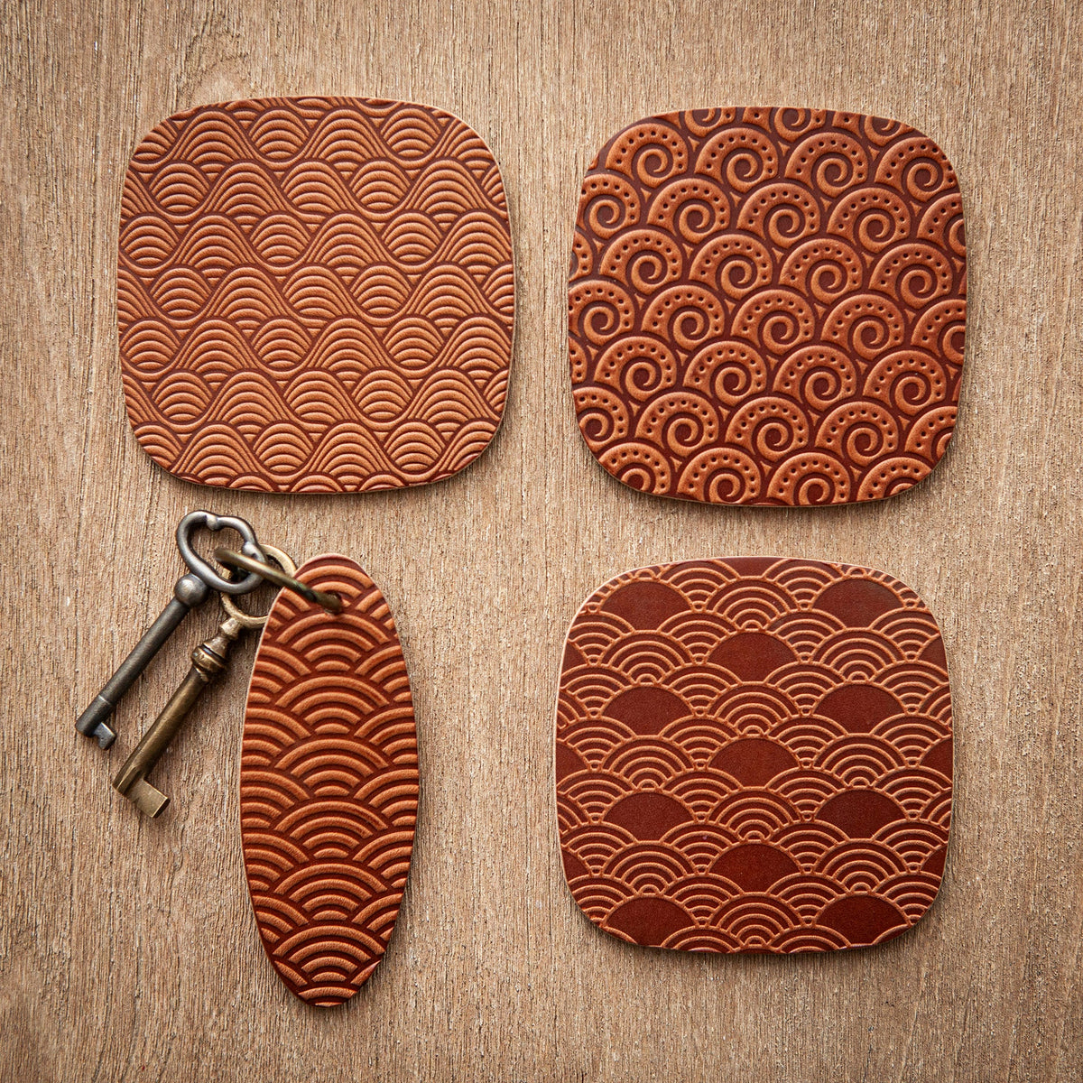 Artisan Leather Coaster Design 08