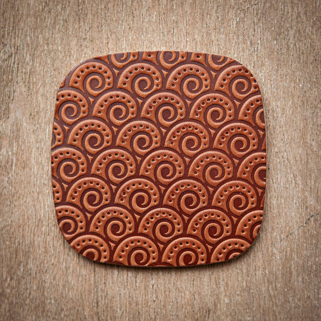 Artisan Leather Coaster Design 05
