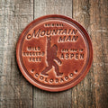 Aspen Colorado Mountain Man Big Foot Sasquatch Leather Coaster