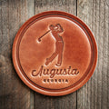 Augusta Georgia Golfer Leather Coaster