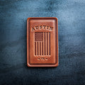 Austin Texas American Flag Leather Magnet Block Style