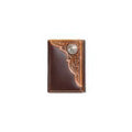 Ariat Trifold Wallet Embossed Oval Concho Tan
