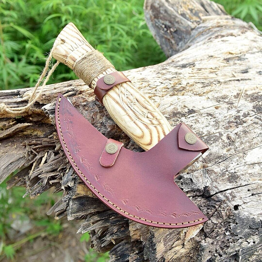 Custom Hand Engraved Ax Pizza Cutter with J2 Steel Blade
