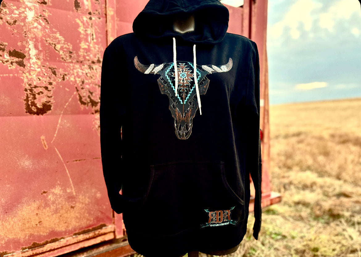 Aztec Bull Skull Hoodie