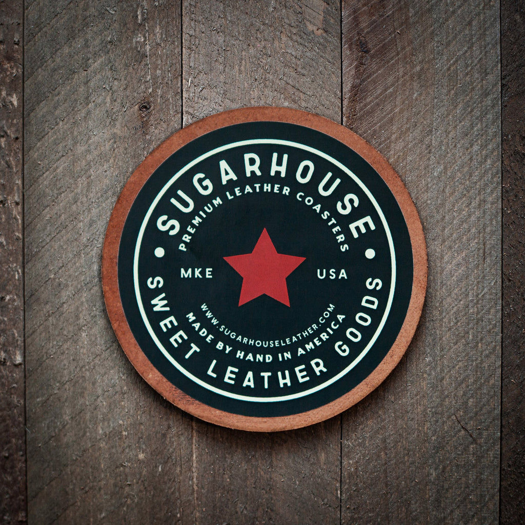 Austin Texas Script Leather Coaster