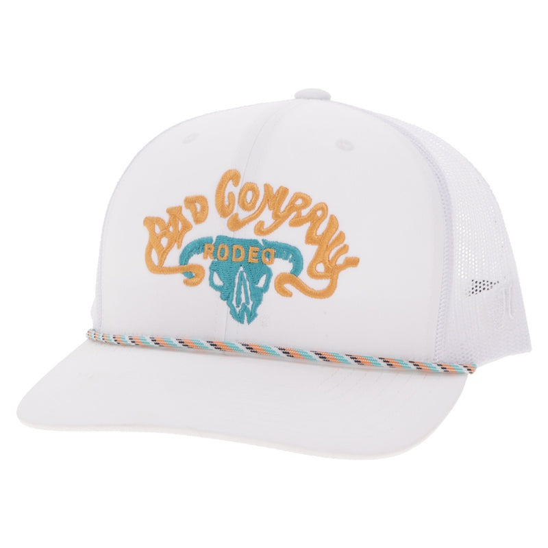 Bad Company Hat White w/Yellow & Turquoise