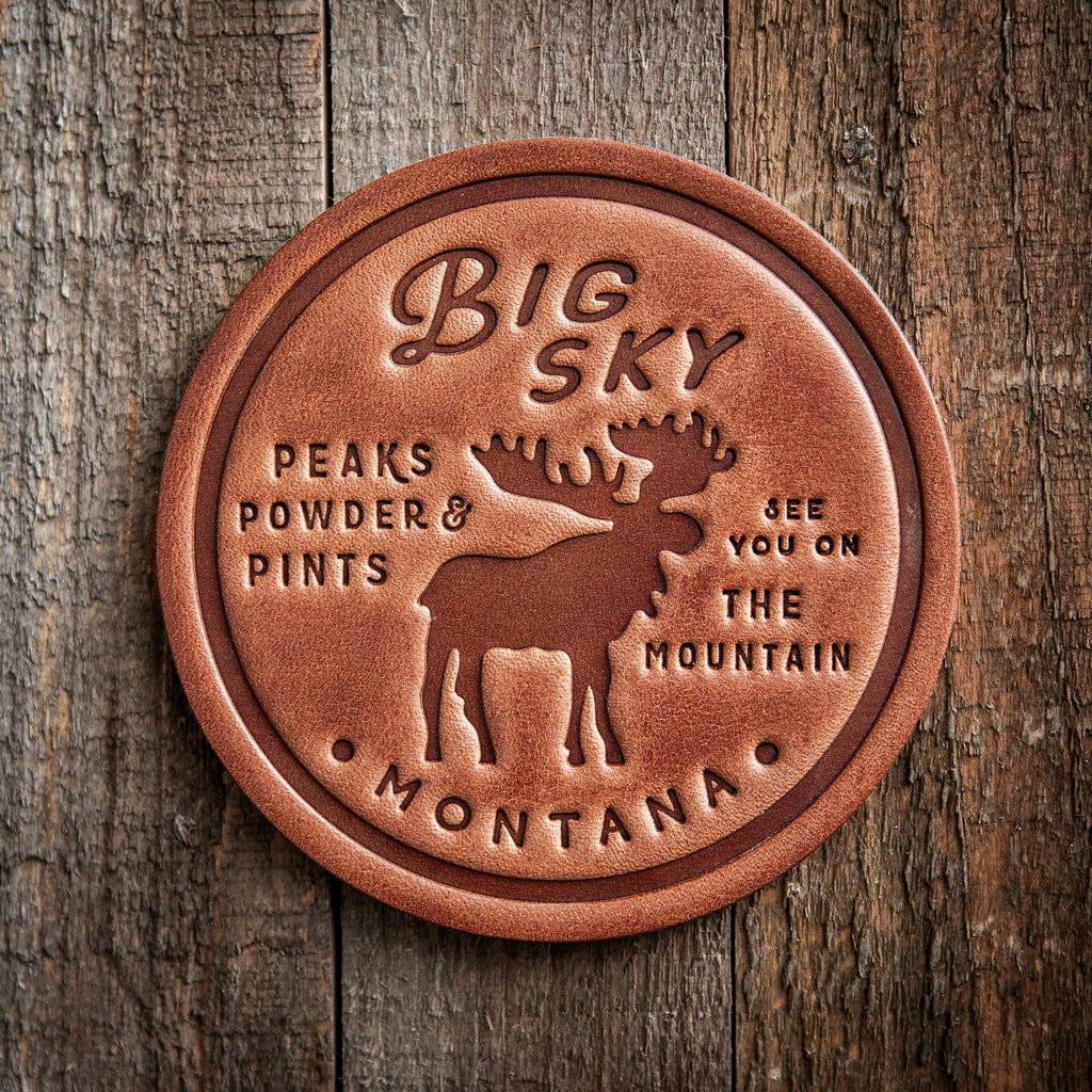 Big Sky Montana Moose Leather Coaster