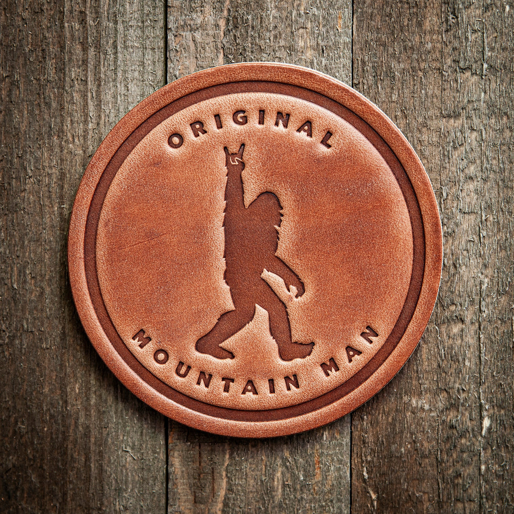 Original Mountain Man Big Foot Sasquatch Leather Coaster