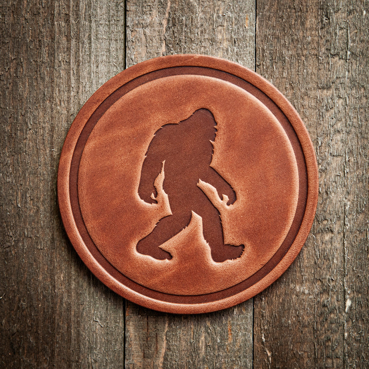 Big Foot Sasquatch Leather Coaster