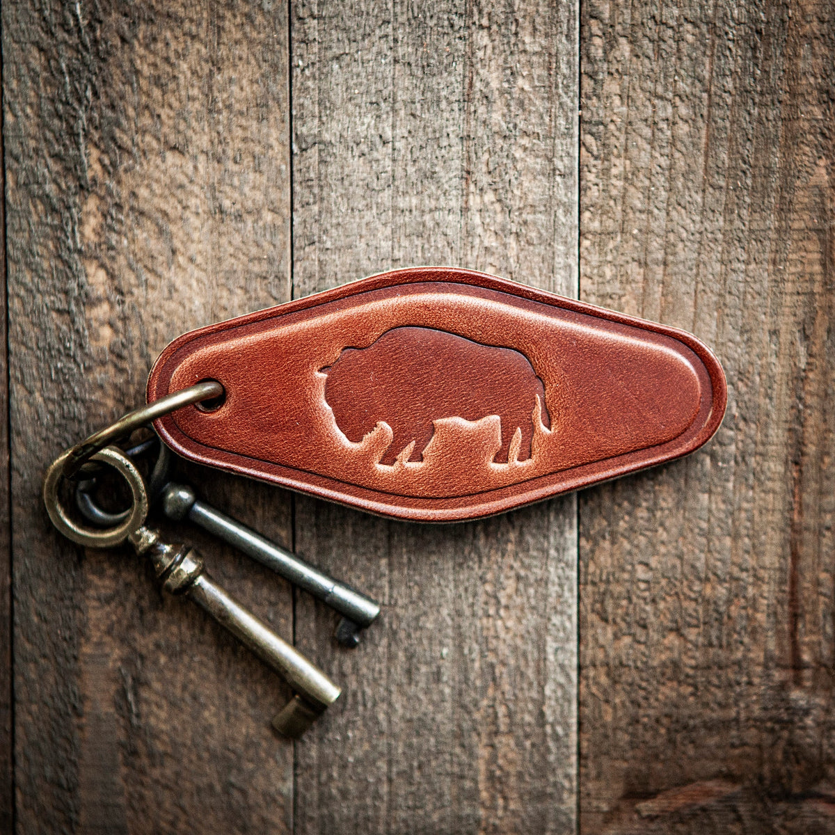 Bison Leather Keychain Motel Style
