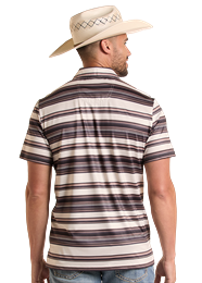 ROCK & ROLL MENS STRIPE PRINTED POLO