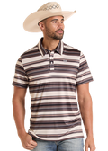 ROCK & ROLL MENS STRIPE PRINTED POLO