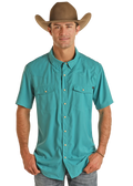 TEK Western Stretch Turquoise Short Sleeve Shirt