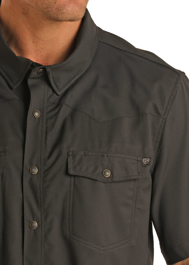 TEK Western Stretch Black Short Sleeve Shirt