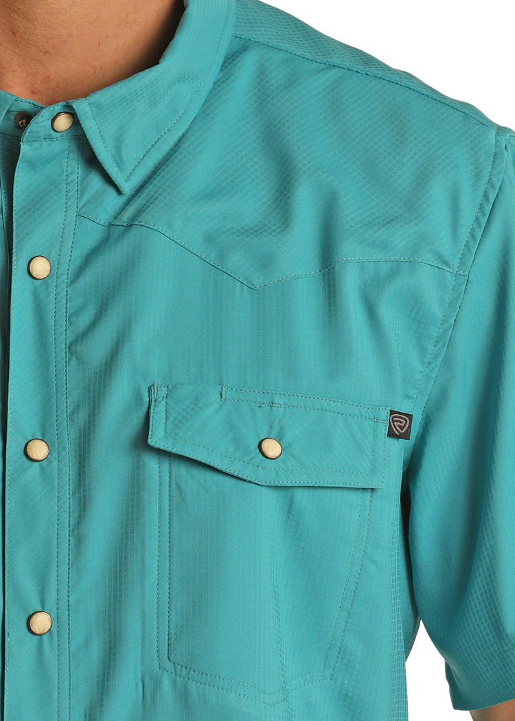 TEK Western Stretch Turquoise Short Sleeve Shirt