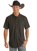 TEK Western Stretch Black Short Sleeve Shirt