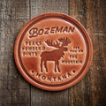 Bozeman Montana Moose Leather Coaster