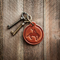 Bronco Leather Keychain Circle Style