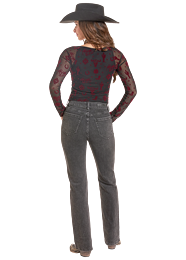Cowgirl Women's Java & Black Flocked Mesh Top