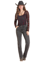 Cowgirl Women's Java & Black Flocked Mesh Top