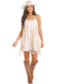 Microsuede Fringe Dress