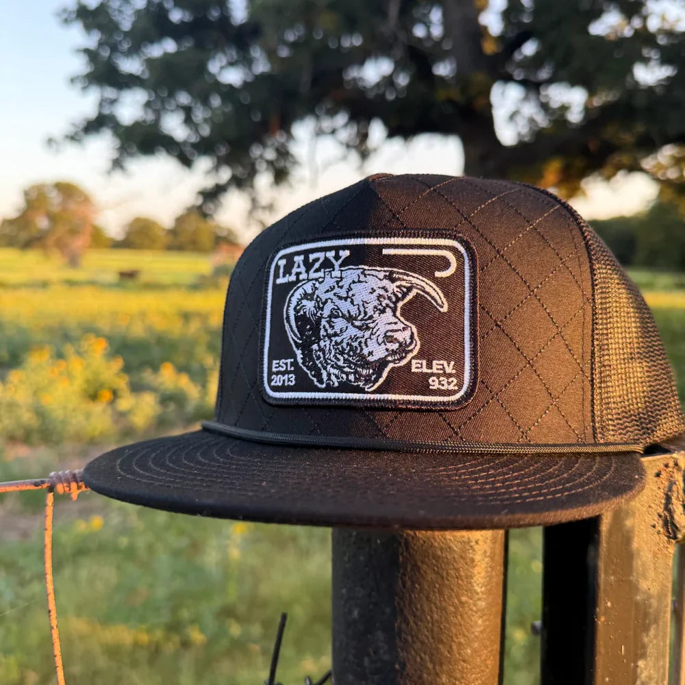 Lazy J Black Elevation Rope Trucker Hat