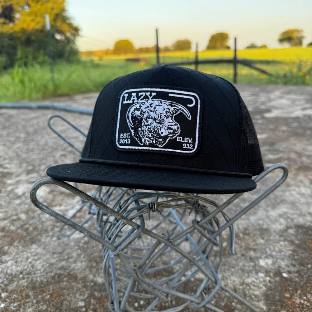 Lazy J Black Elevation Rope Trucker Hat