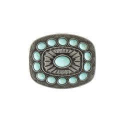 Blazin Roxx Rectangle Buckle Turquoise Stones