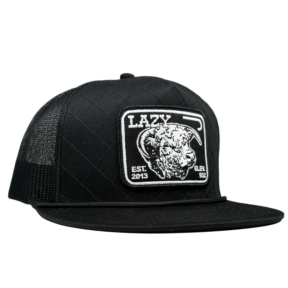 Lazy J Black Elevation Rope Trucker Hat