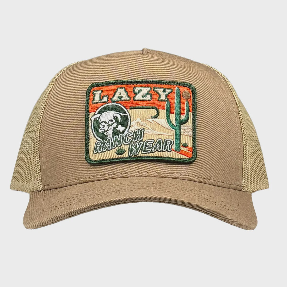 Lazy J Tan Big Bend Curved Bill Trucker Hat