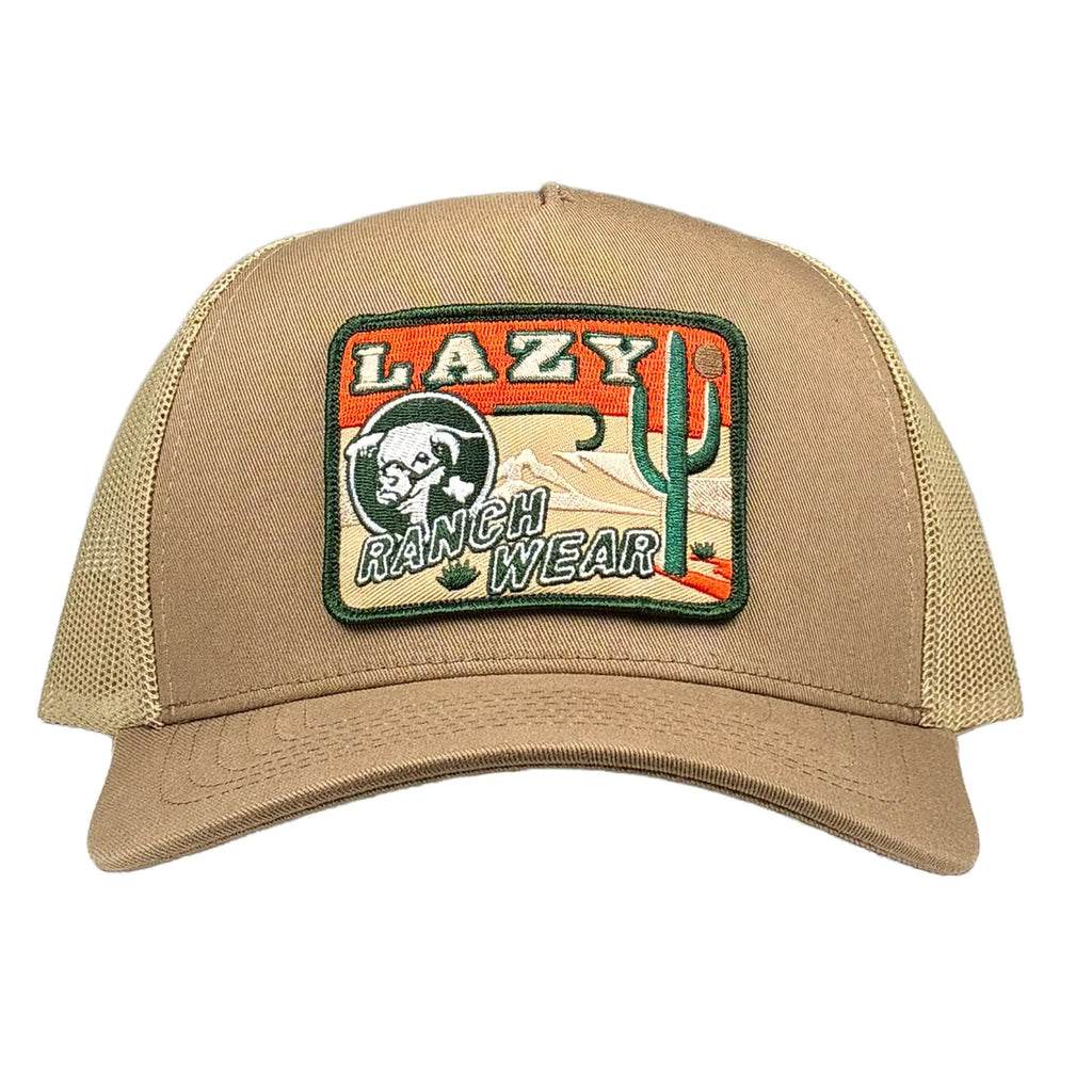 Lazy J Tan Big Bend Curved Bill Trucker Hat